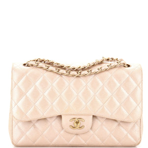Classic Double Flap Bag Quilted Iridescent Caviar Jumbo