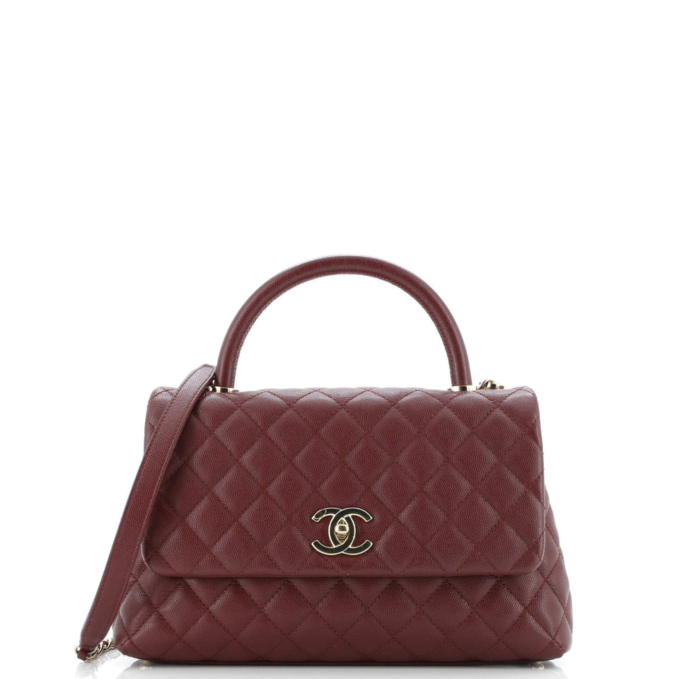 Coco Top Handle Bag Quilted Caviar Small