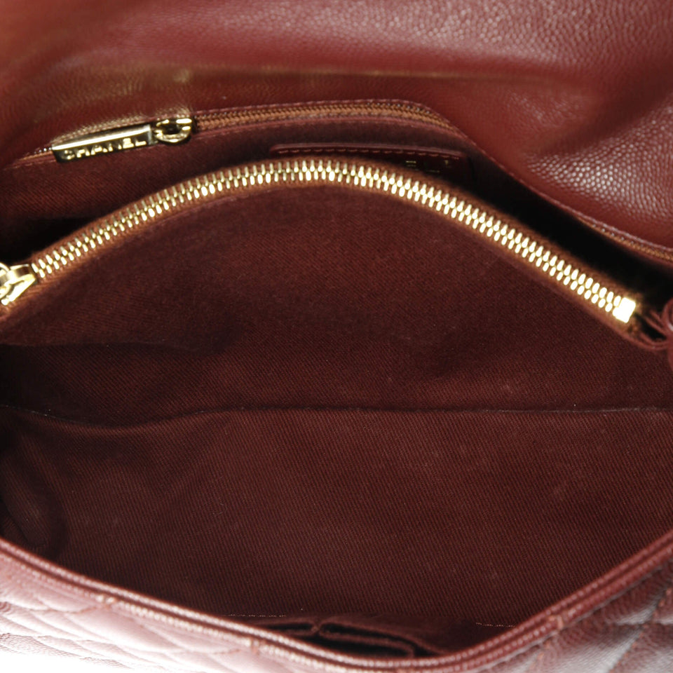 Coco Top Handle Bag Quilted Caviar Small