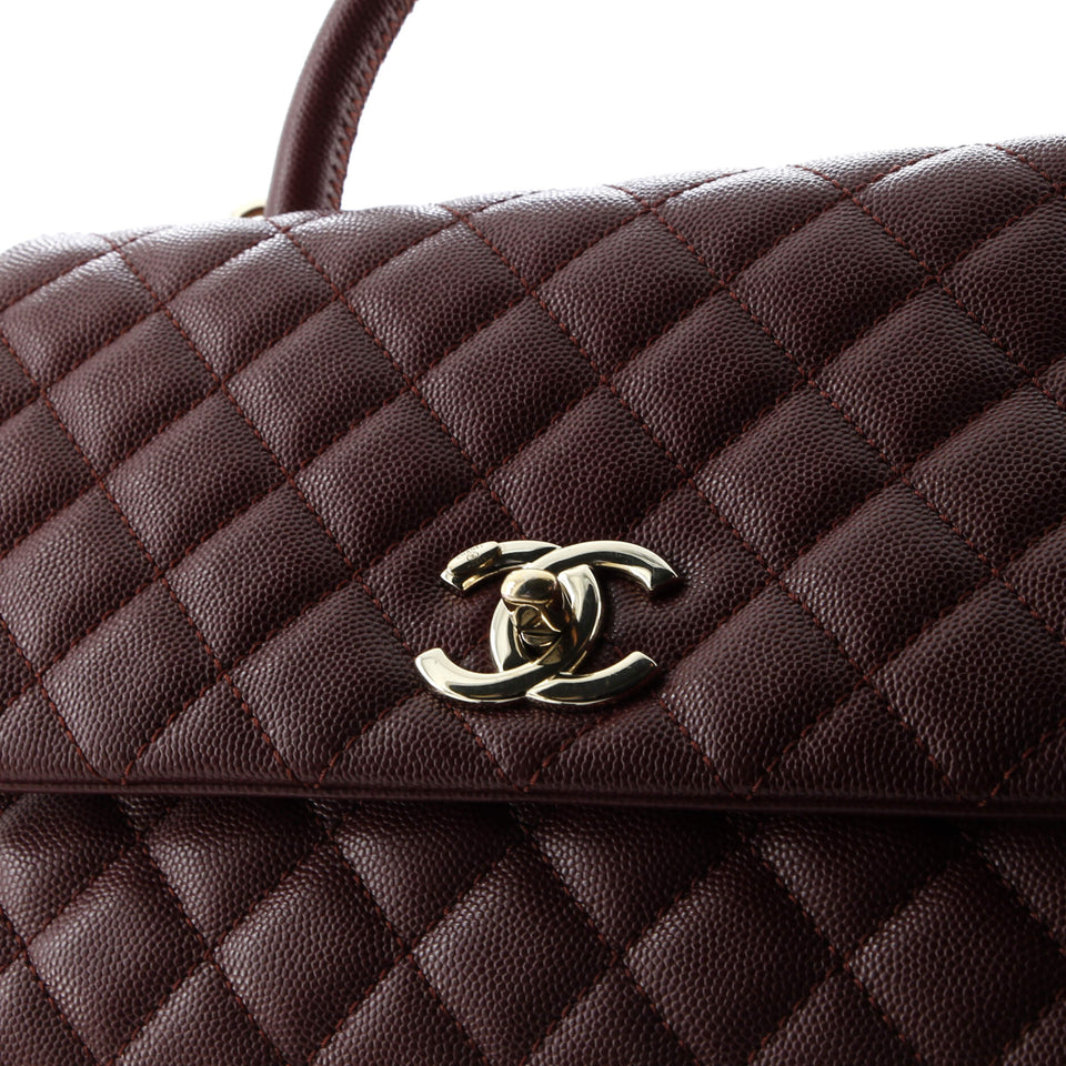 Coco Top Handle Bag Quilted Caviar Small