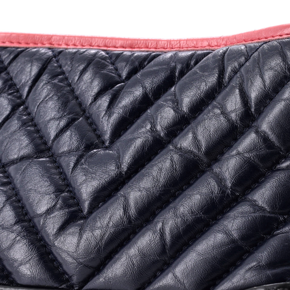 Gabrielle Hobo Chevron Aged Calfskin Small