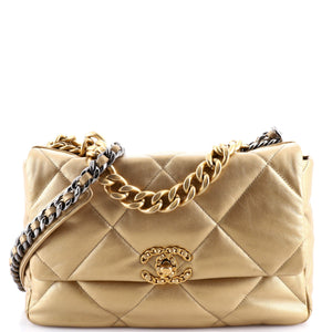 19 Flap Bag Quilted Leather Large