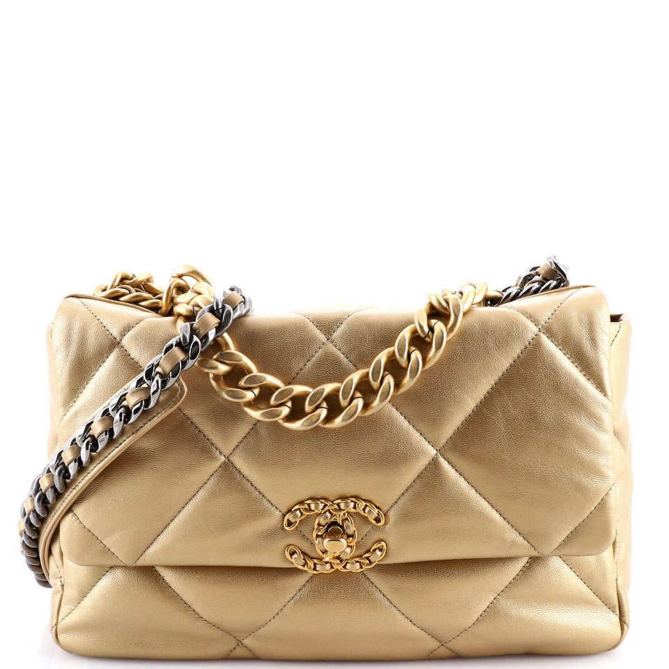 19 Flap Bag Quilted Leather Large