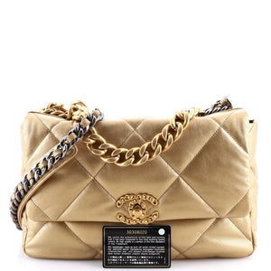 19 Flap Bag Quilted Leather Large