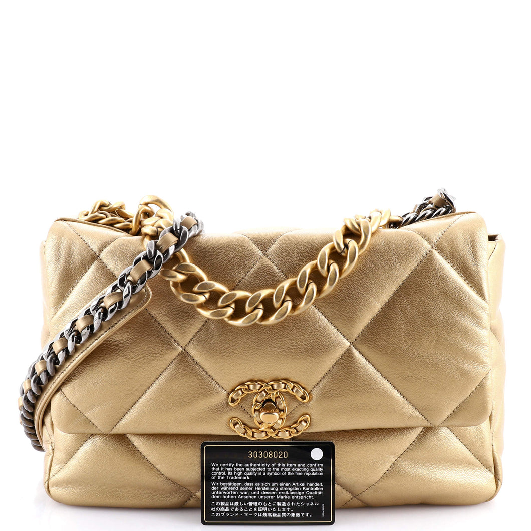 19 Flap Bag Quilted Leather Large