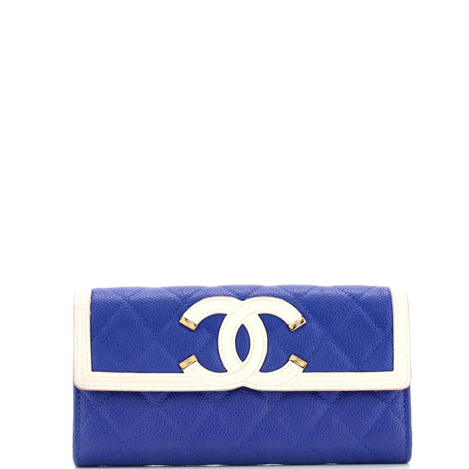 Filigree Flap Wallet Quilted Caviar Long