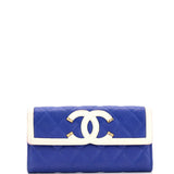 Filigree Flap Wallet Quilted Caviar Long