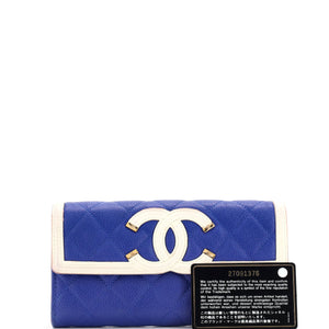 Filigree Flap Wallet Quilted Caviar Long