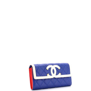 Filigree Flap Wallet Quilted Caviar Long