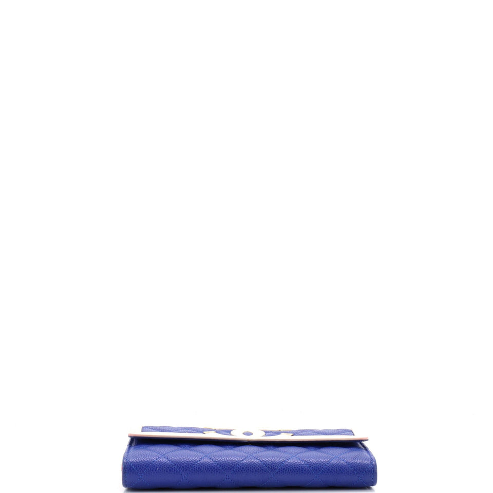 Filigree Flap Wallet Quilted Caviar Long