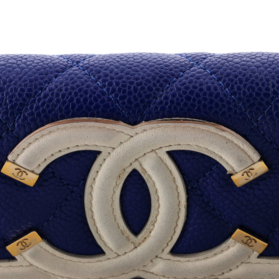 Filigree Flap Wallet Quilted Caviar Long
