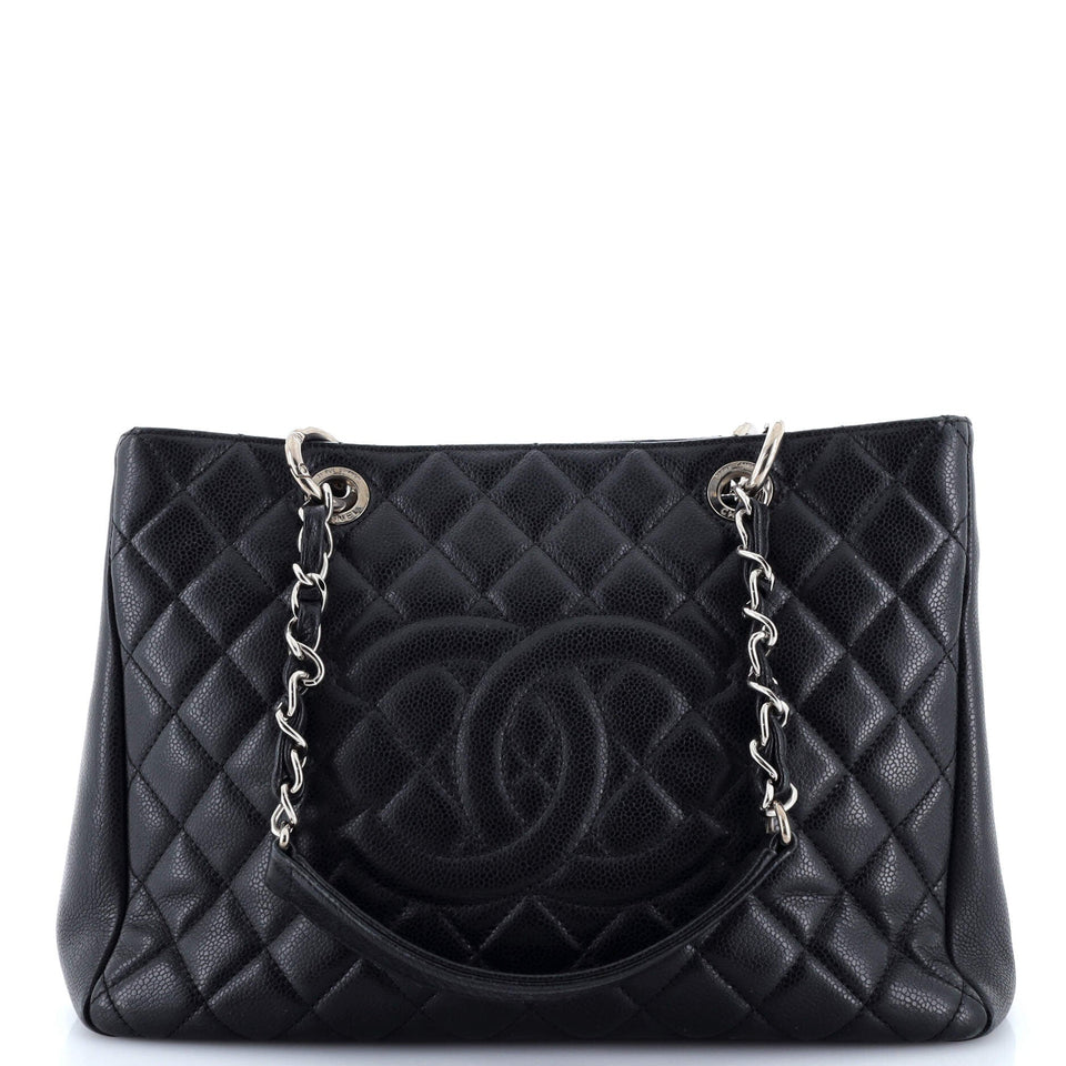 Grand Shopping Tote Quilted Caviar