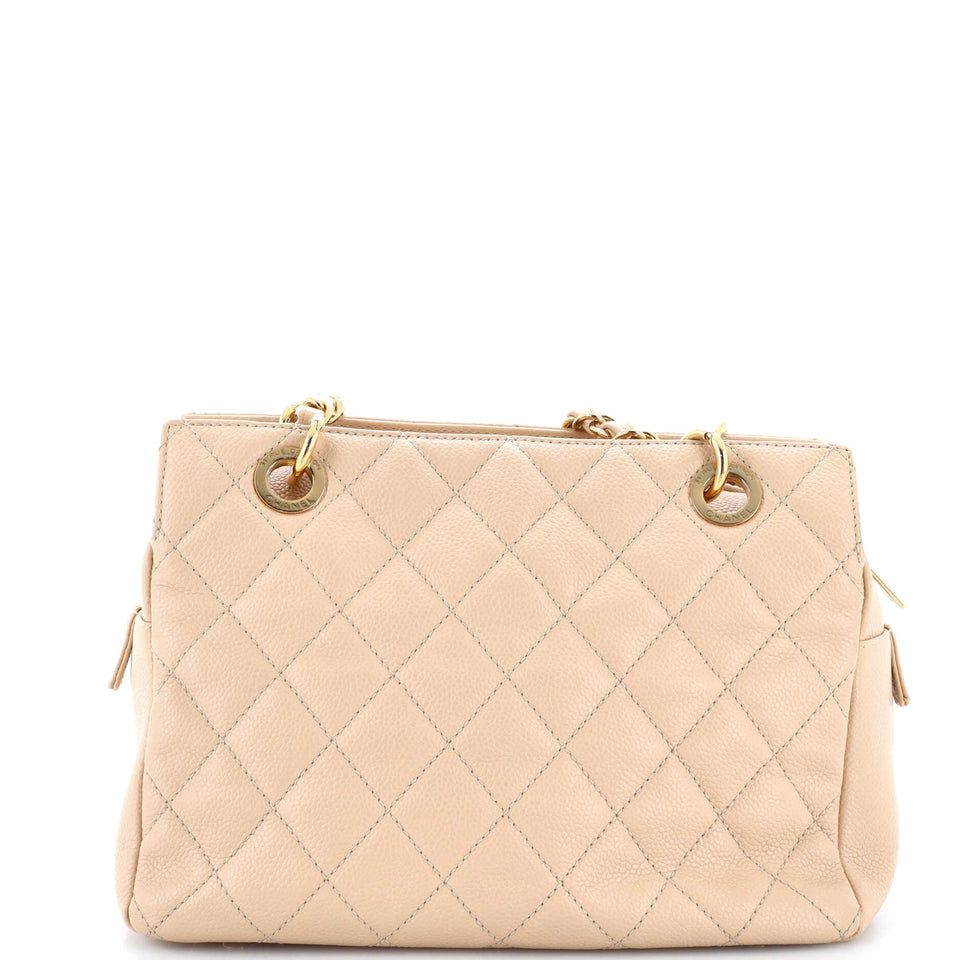 Petite Timeless Tote Quilted Caviar