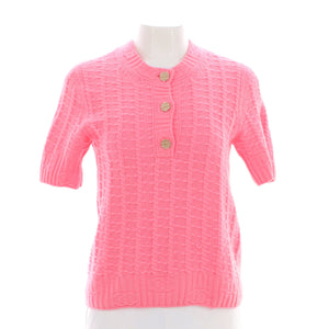 Women's CC Knit Short Sleeve Sweater Cashmere and Wool Blend