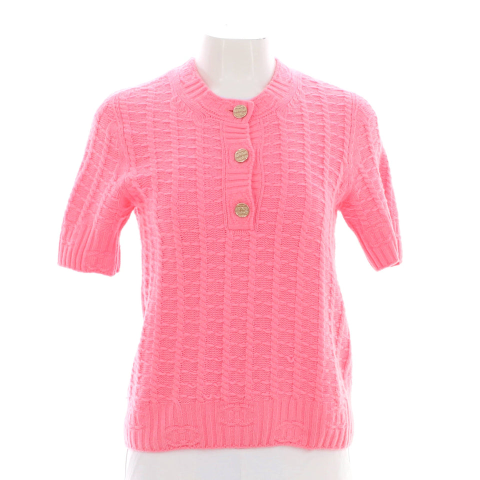 Women's CC Knit Short Sleeve Sweater Cashmere and Wool Blend