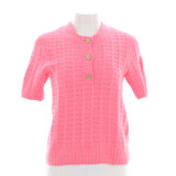 Women's CC Knit Short Sleeve Sweater Cashmere and Wool Blend