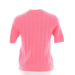 Women's CC Knit Short Sleeve Sweater Cashmere and Wool Blend
