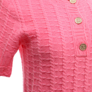 Women's CC Knit Short Sleeve Sweater Cashmere and Wool Blend