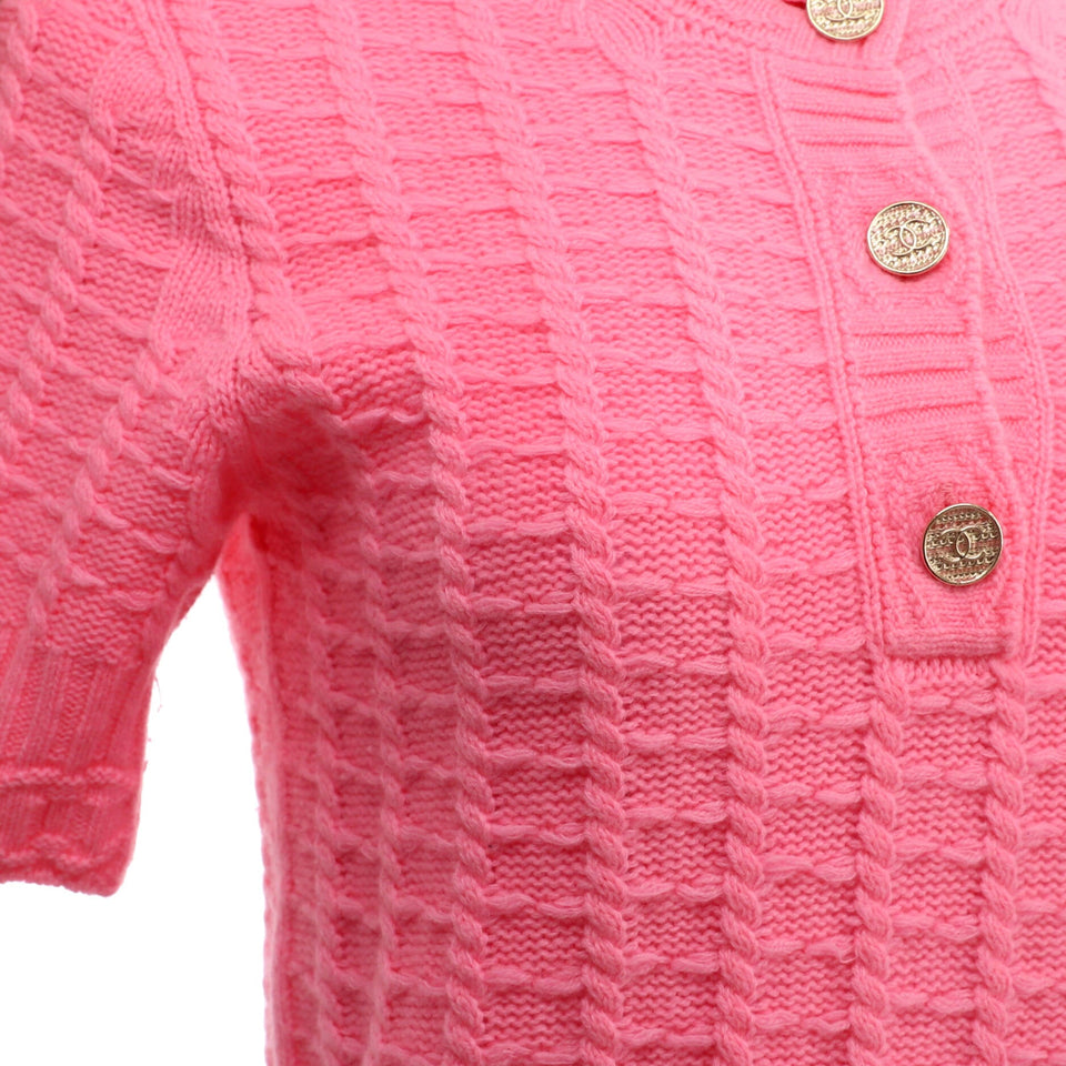 Women's CC Knit Short Sleeve Sweater Cashmere and Wool Blend