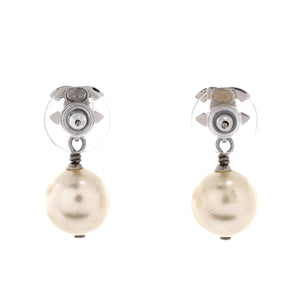 CC Dangle Earrings Crystal Embellished Metal with Faux Pearls