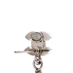 CC Dangle Earrings Crystal Embellished Metal with Faux Pearls