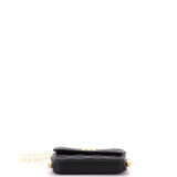 About Pearls Flap Card Holder with Chain Quilted Calfskin