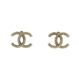 CC Stud Earrings Metal with Crystals