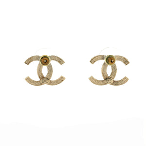 CC Stud Earrings Metal with Crystals
