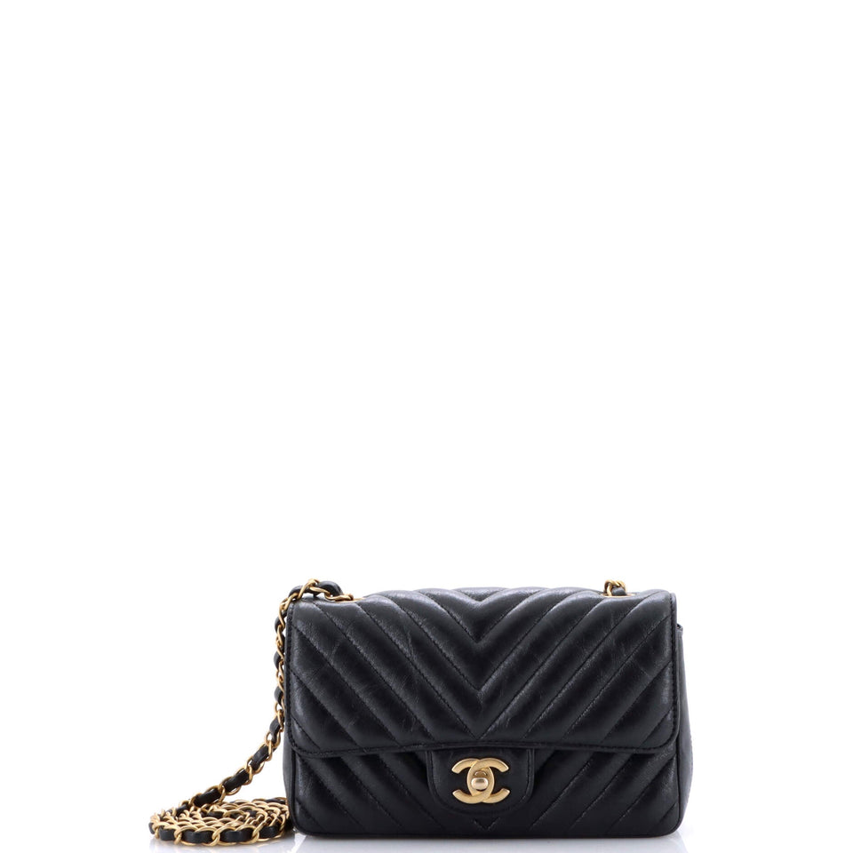 Classic Single Flap Bag Chevron Iridescent Crumpled Calfskin Mini