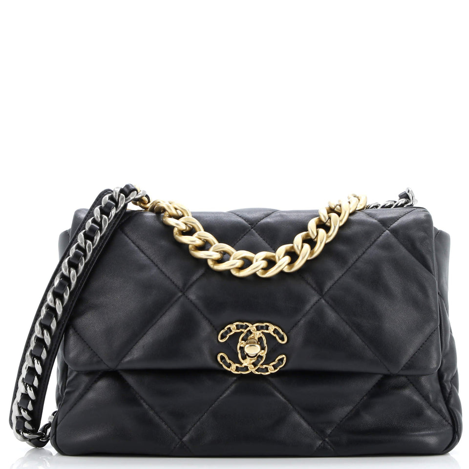 19 Flap Bag Quilted Leather Maxi