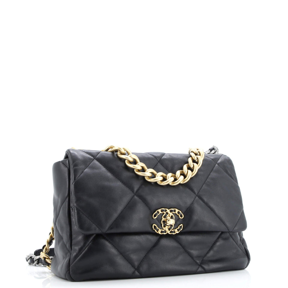 19 Flap Bag Quilted Leather Maxi