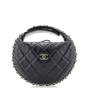 Chain Around Hobo Pouch Quilted Lambskin Mini