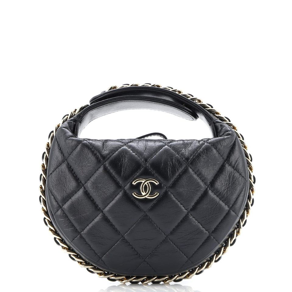 Chain Around Hobo Pouch Quilted Lambskin Mini