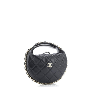 Chain Around Hobo Pouch Quilted Lambskin Mini