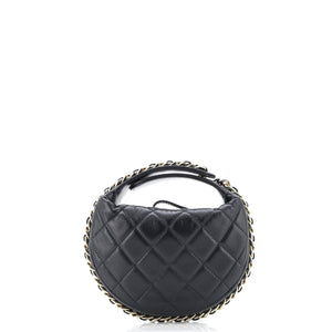 Chain Around Hobo Pouch Quilted Lambskin Mini