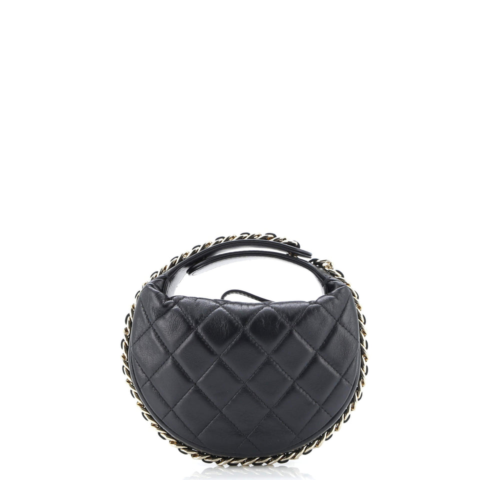 Chain Around Hobo Pouch Quilted Lambskin Mini