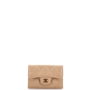 Classic Flap Card Case Quilted Caviar