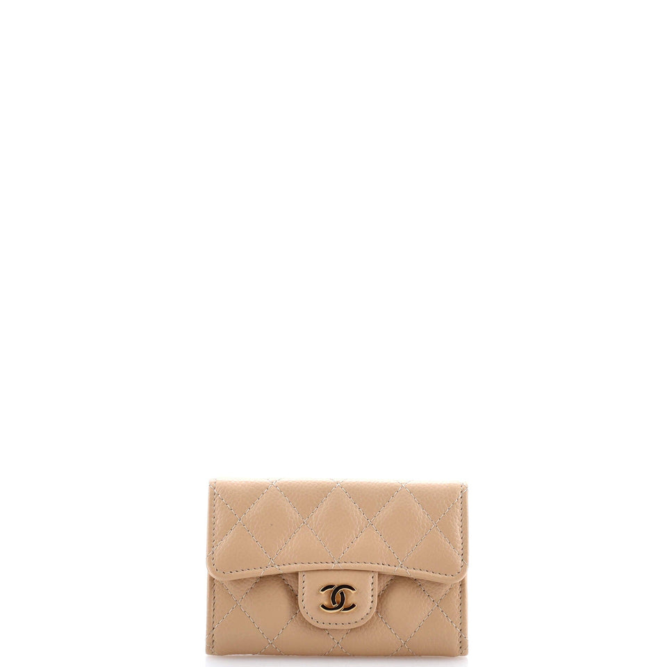 Classic Flap Card Case Quilted Caviar