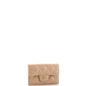 Classic Flap Card Case Quilted Caviar