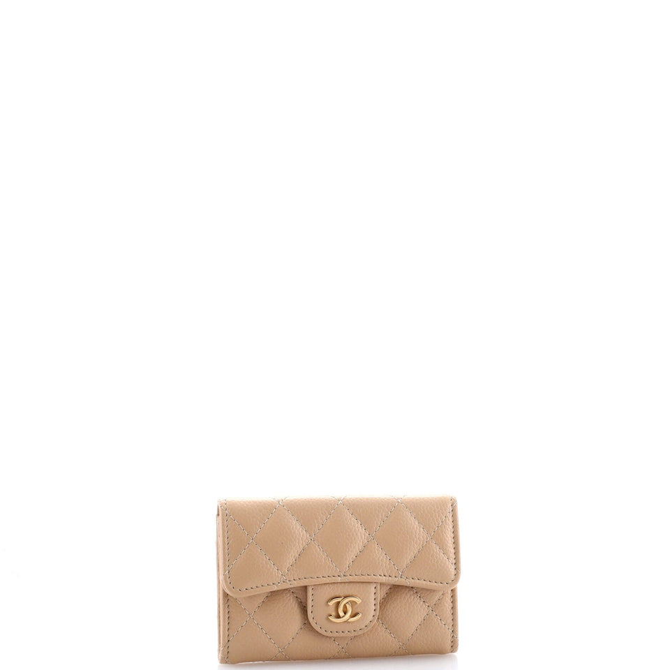Classic Flap Card Case Quilted Caviar
