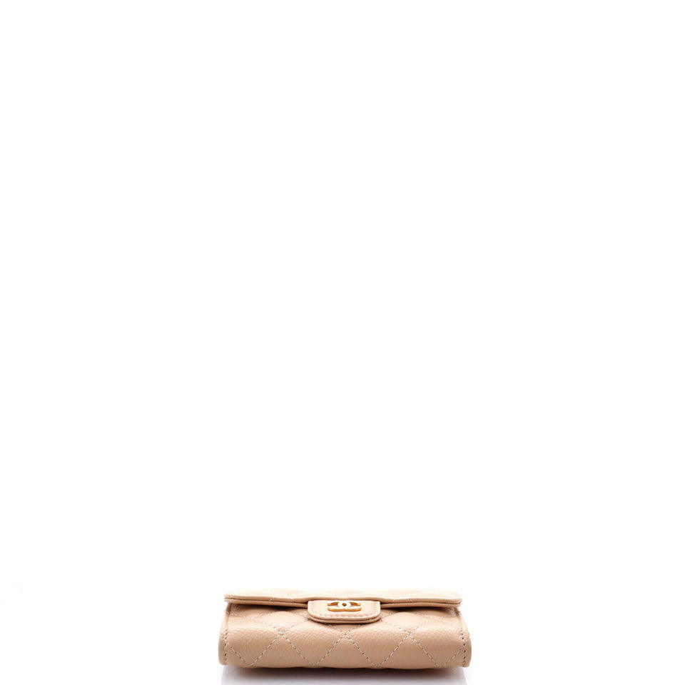 Classic Flap Card Case Quilted Caviar
