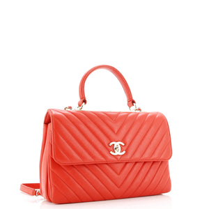 Trendy CC Top Handle Bag Chevron Lambskin Medium