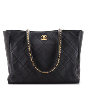 Chain Strap Shopping Tote Quilted Calfskin Large