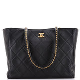 Chain Strap Shopping Tote Quilted Calfskin Large