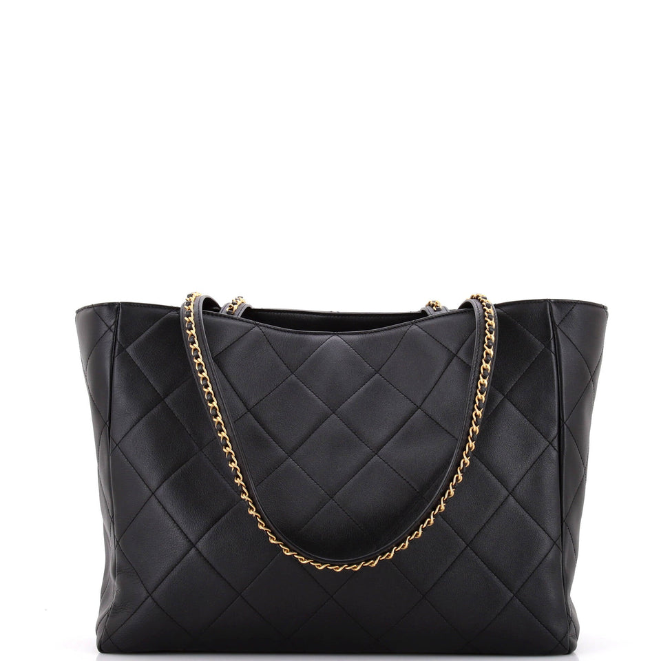 Chain Strap Shopping Tote Quilted Calfskin Large