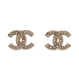 CC Stud Earrings Metal with Crystals
