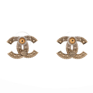 CC Stud Earrings Metal with Crystals