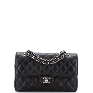 Classic Double Flap Bag Quilted Caviar Small