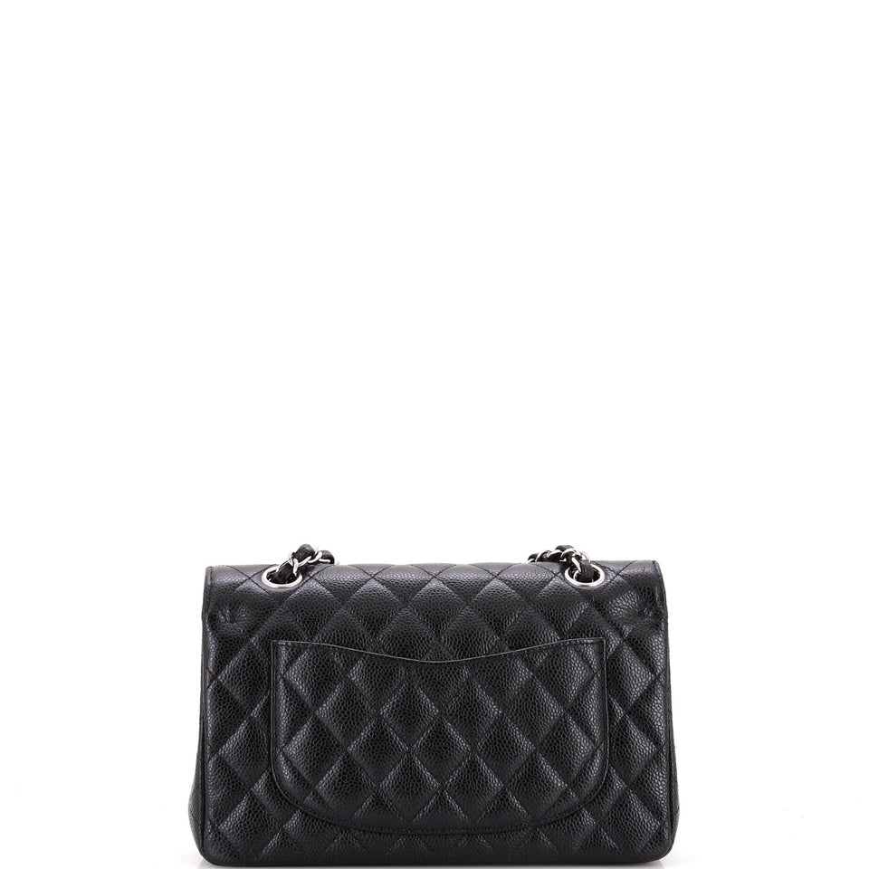 Classic Double Flap Bag Quilted Caviar Small
