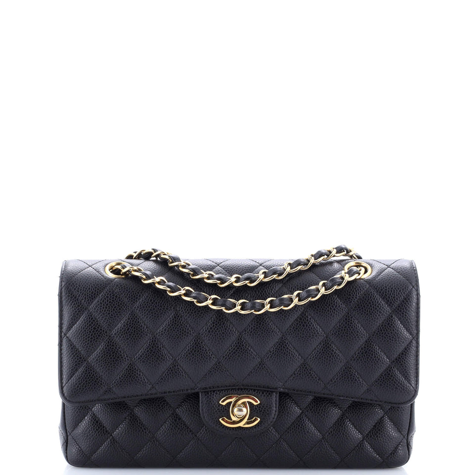 Classic Double Flap Bag Quilted Caviar Medium